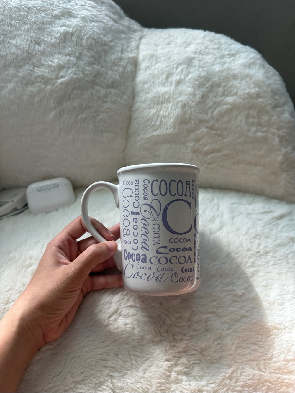 Hot Cocoa Mug Chocolate white purple